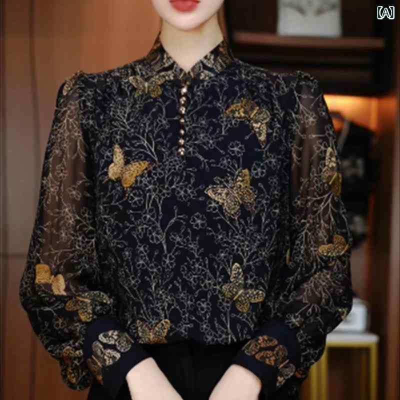 ・カテゴリ: シャツ・スタイル: 通勤風・: プルオーバー・袖丈: 長袖・フィット: ルーズフィット・着丈: 普通丈・ネックライン: スタンドカラー・袖タイプ: レギュラー袖・柄: 花柄・サイズ展開: S, M, L, XL, 2XL, 3XL, 4XL