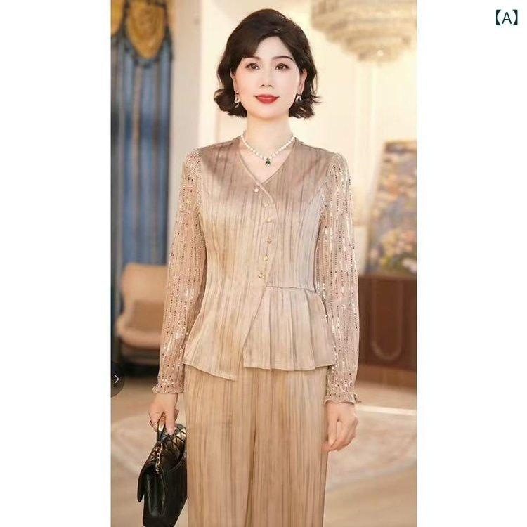 乐天商城 - パンツスーツ レディース インフルエンサー エレガント 上品 気品 ツーピース セットアップ 春夏 おしゃれ ファッション 細見え スタイルアップ 通勤 オフィス ロングパンツ 長袖 カーキ トレンド