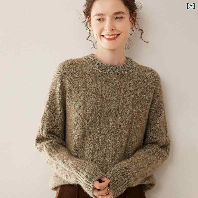 セーター レディース 秋冬 厚手 カシミヤ ニット トップス 長袖 クルーネック ゆったり オーバーサイズ カラーネップ プルオーバー カジュアル リラックス ...