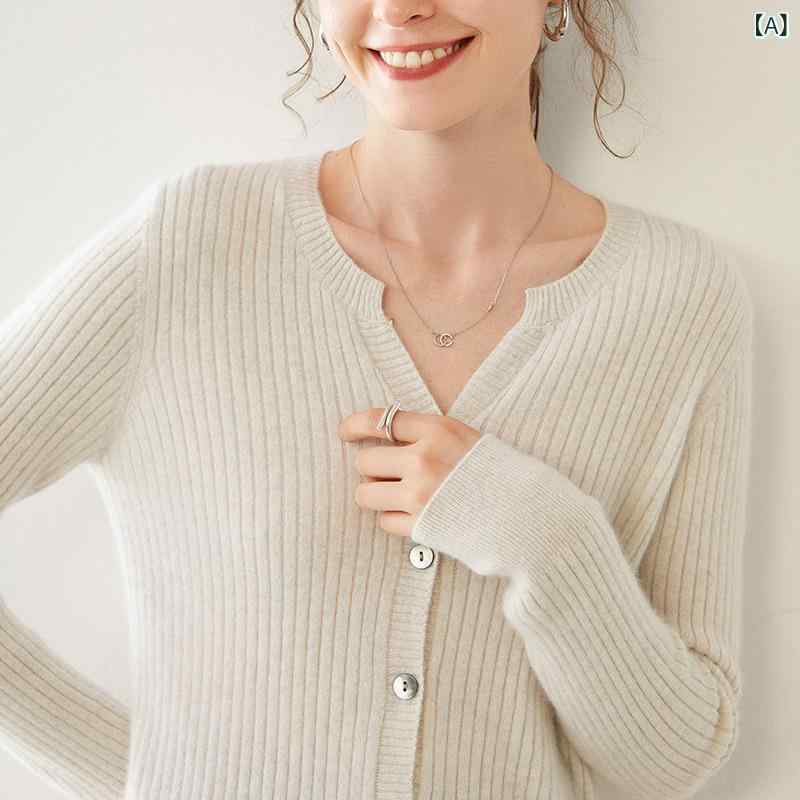 カーディガン レディース カシミヤ ニット 秋冬 ラウンドネック ケーブル編み 長袖 ボタン ショート丈 ..