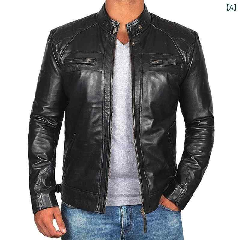 樂天商城 - ジャケット メンズ 欧米風 ライダースジャケット フェイクレザー スタンドカラー パンクスタイル アウター ブルゾン 革ジャン レトロ ヴィンテージ ジッパー装飾 ブラック 秋冬