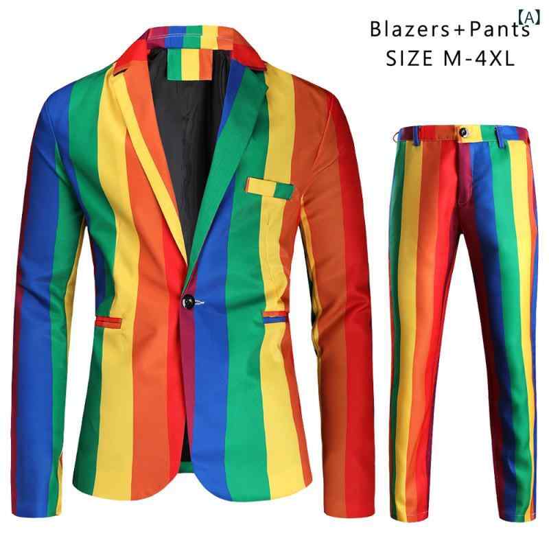 スーツ メンズ 男性用 秋冬 シングルブレスト 1つボタン ノッチドラペル スリムフィット セットアップ カジュアル ビジネス 綿 アセテート混紡 プリント柄 大きいサイズ ジャケット スラックス パンツ 2点セット