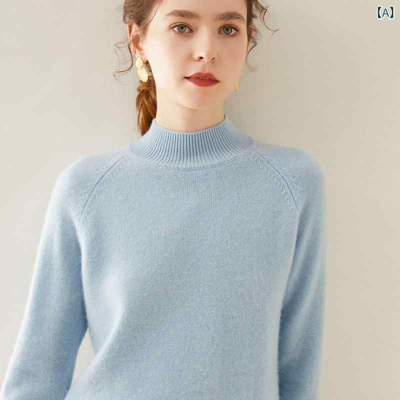 乐天商城 - ニット レディース 秋冬 カシミヤ プルオーバー セーター モックネック 厚手 ゆったり 体型カバー 暖かい デイリー カジュアル 通勤 トップス
