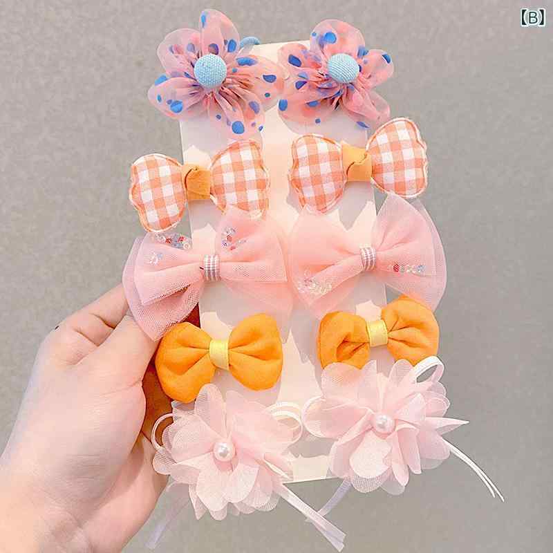 narukiのヘアクリップ キッズ 女の子 10点セット 髪飾り リボン 花 ヘアアクセサリー かわいい 痛くない 髪留め 子供用 前髪クリップ おしゃれ 発表会 七五三 プレゼント｜アングル2
