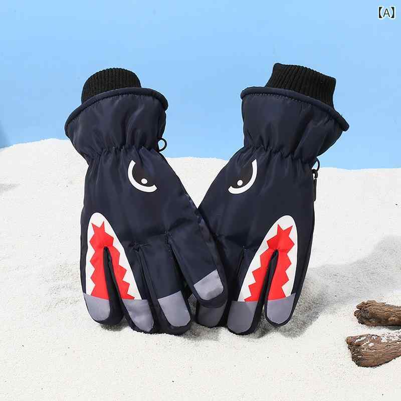 手袋 キッズ ジュニア スキー グローブ 五本指 裏起毛 厚手 防水 防風 防寒 保温 あったか 雪遊び サイ..