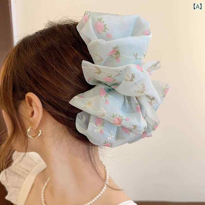 ヘアクリップ レディース バレッタ 髪留め 髪飾り 大 雲モチーフ 花柄 刺しゅう リボン シフォン レース 華やか 上品 まとめ髪 ヘアアクセサリー スタイリング おしゃれ かわいい 春夏