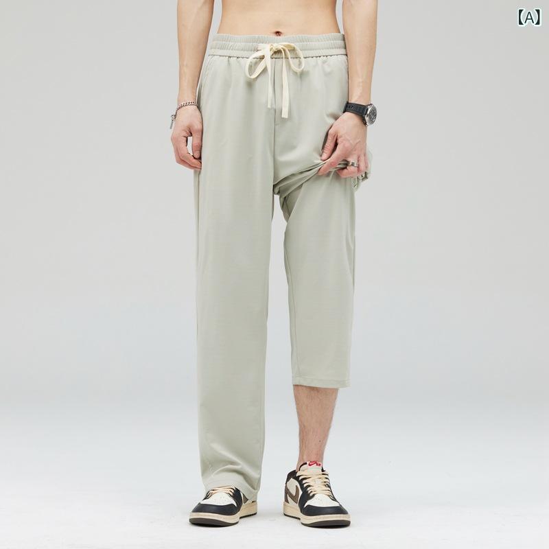 パンツ メンズ 春夏 ストレートパンツ ドレープ感 落ち感 ゆったり ルーズ リラックスフィット カジュアル スポーツウェア アクティブ..