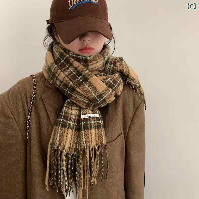 マフラー レディース 冬 高級感 厚手 カシミヤタッチ 大判 ストール ショール チェック柄 通勤 オフィス 普段使い あったか エレガント きれいめ カジュアル ロング