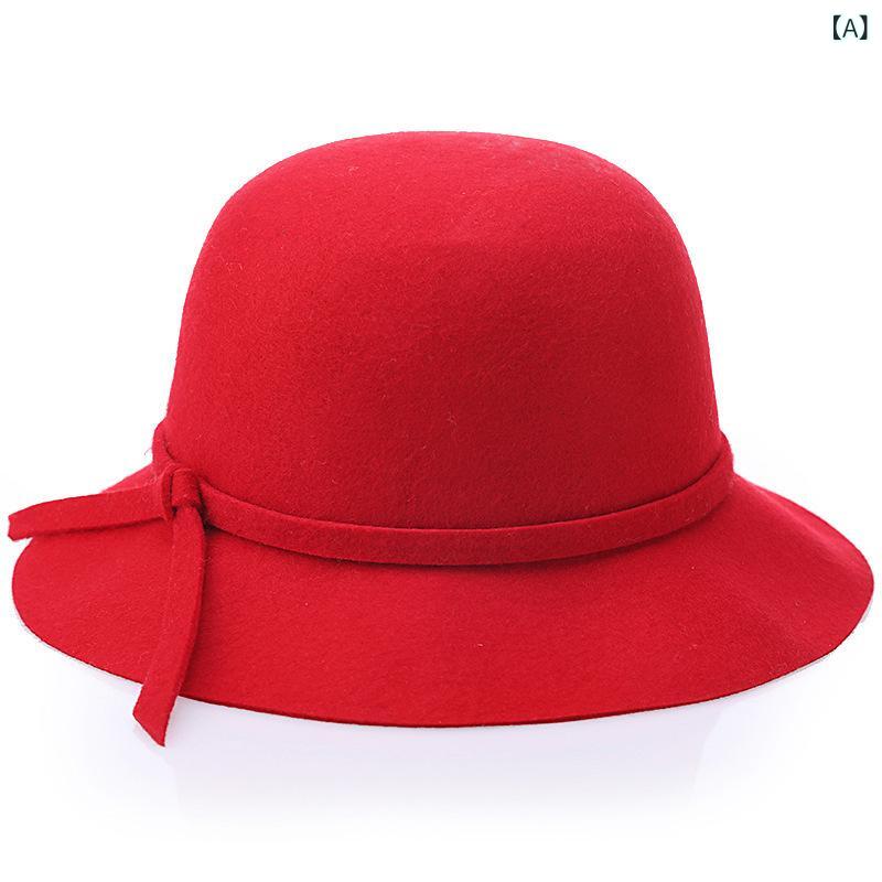 フェルトハット レディース 韓国風 ウェーブ ラウンドトップ 広つば 純毛 ウール 保温 防寒 春秋冬 エ..