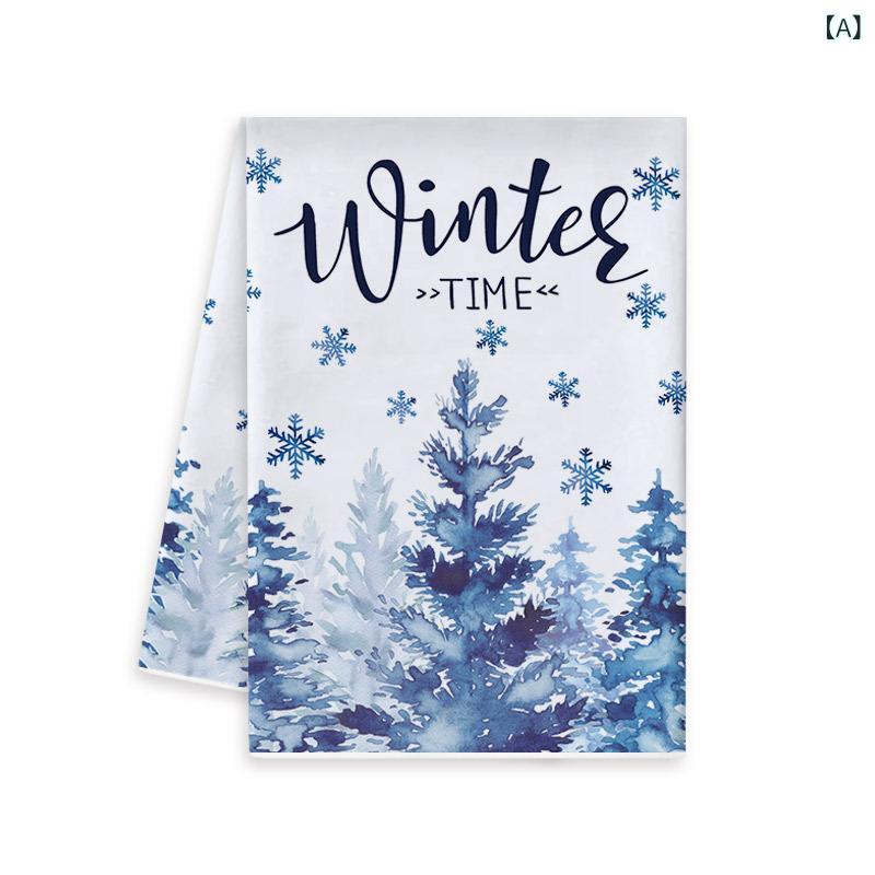 キッチンタオル マイクロファイバー製 吸水速乾 クリスマス柄 プリント 大判 食器拭き 食卓用ナプキン ..