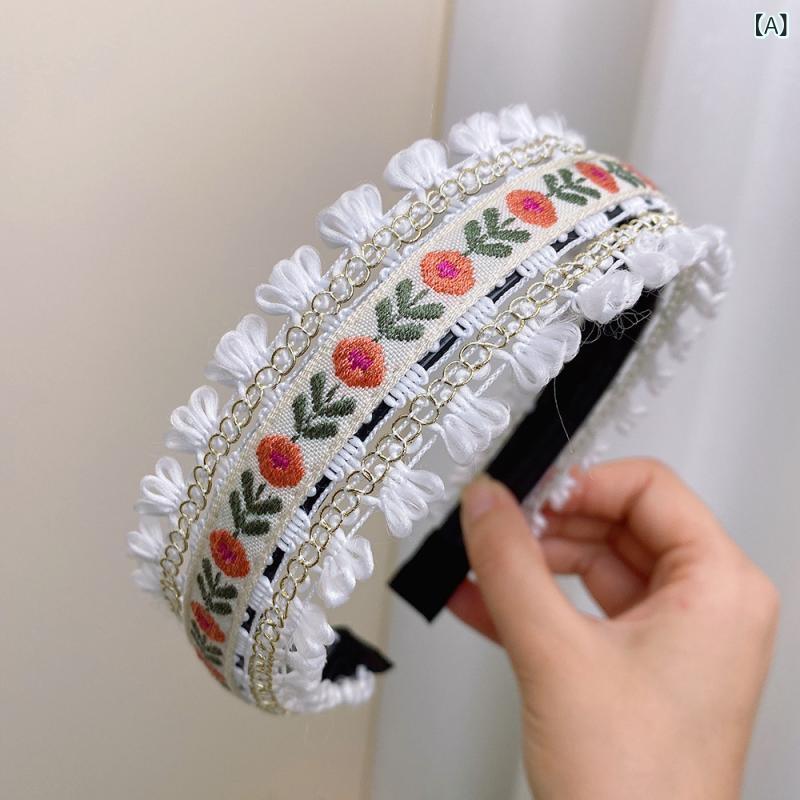 カチューシャ レディース ヘアバンド ボヘミアン 民族風 刺繍 花柄 かわいい レト...