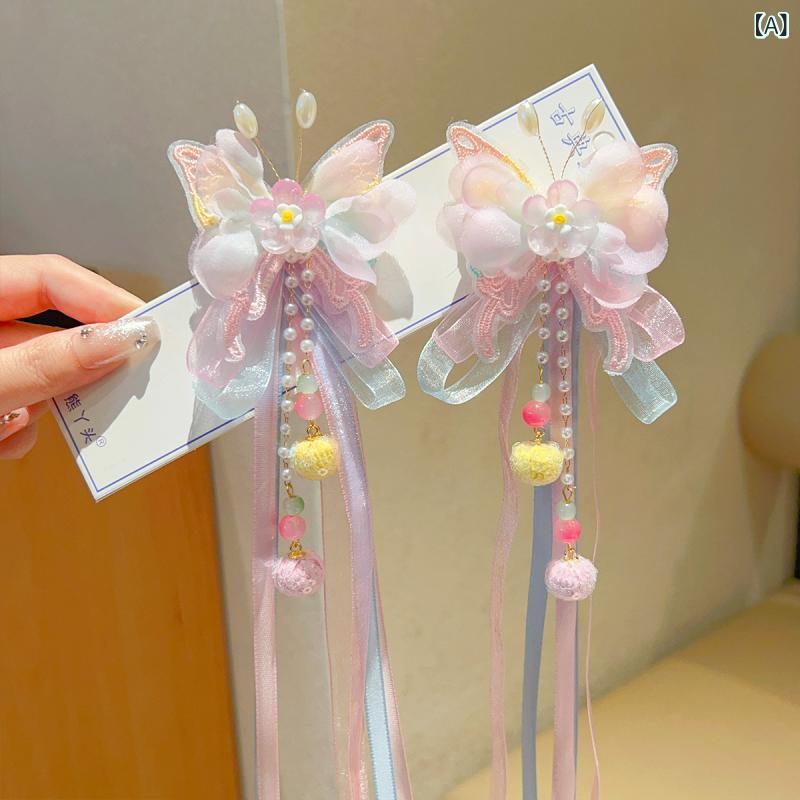 ・カテゴリ: ヘアアクセサリー・スタイル: エスニック調・対象: 子ども・デザイン: リボン・素材: レース、花柄、リボン、刺繍・対象年齢: 3～6歳、6～10歳、10歳以上・カラー展開: ピンク、オレンジ、パープル、ブルー、古風ピンク