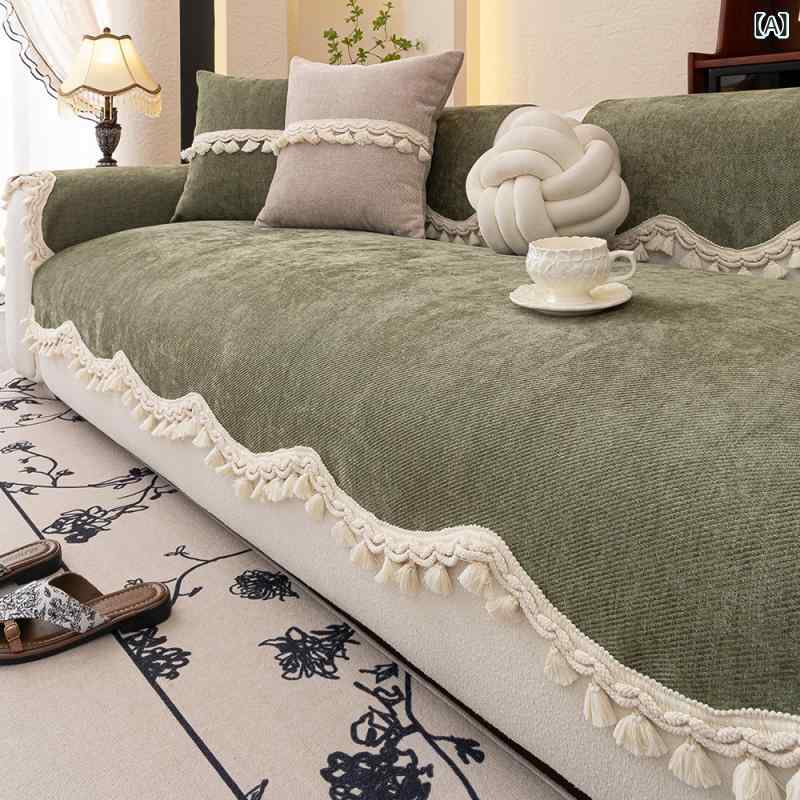 ソファカバー シェニール 不規則 変形 ソファパッド オールシーズン 滑り止め マルチカバー 無地 モダ..