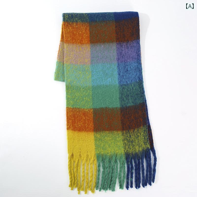 ストール マフラー レディース メンズ チェック柄 秋冬 保温 厚手 防寒 暖かい 大判 普段使い 通勤 通学 合わせやすい 韓国風 フリンジ フェイクカシミヤ カシミヤ調 カジュアル ストリートスタイル