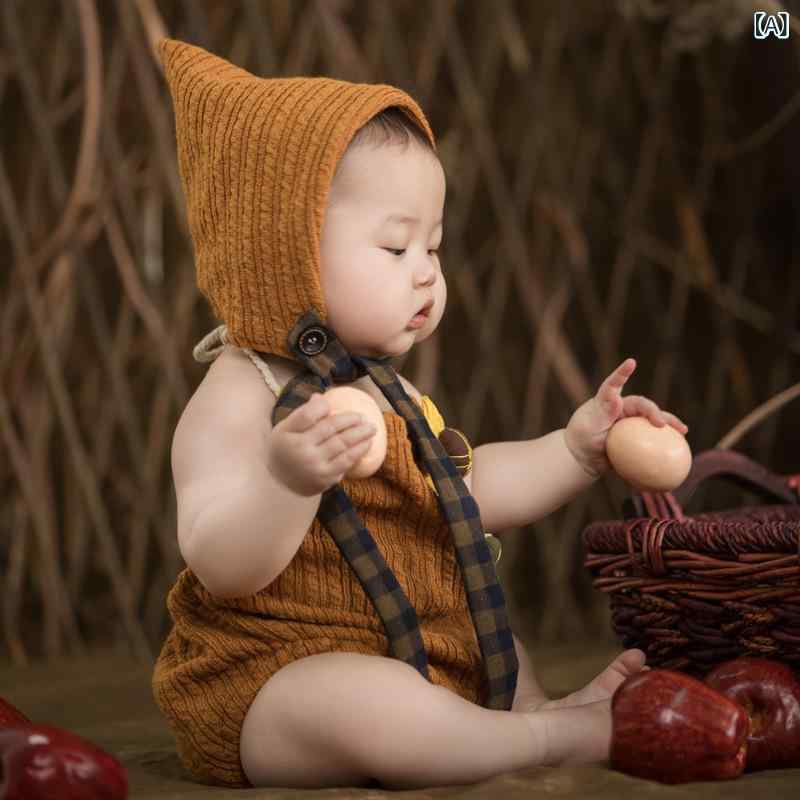 ベビー服 男女兼用 赤ちゃん 新生児 撮影用 衣装 綿 ロンパース 生後100日 1歳 誕生日 記念撮影 スタジ..