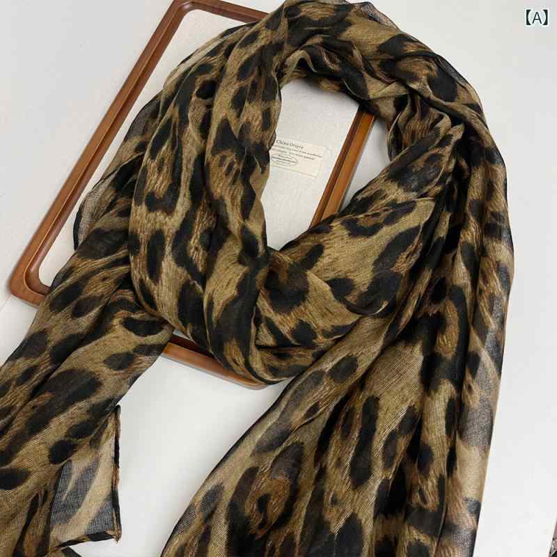 スカーフ 女性用 Y2K レトロ ファッション ヒョウ柄 高級感 ショール マフラー ポリエステル 秋冬 トレ..