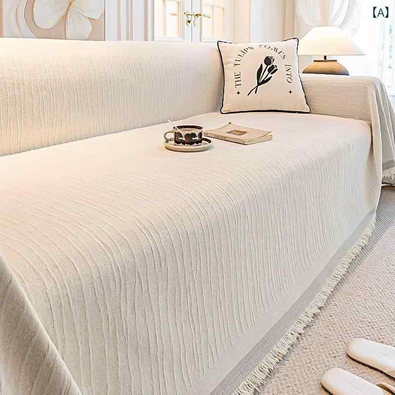 ソファカバー ソファクロス フレンチクリーム調 シェニール オールシーズン 滑り止め加工 猫の爪とぎ防止 フルカバー 組合せソファ対応 無地 汚れ防止 クリームホワイト インテリア 模様替え