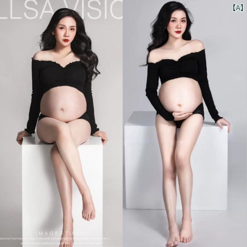 ワンピース マタニティフォト 赤 レッド ニットドレス 長袖 セルフ撮影 スタジオ 記念写真 ナチュラル フェミニン 秋冬 ミモレ丈 エレガント 上品 ポリエステルの混紡素材 きれいめ 通勤 お出かけ