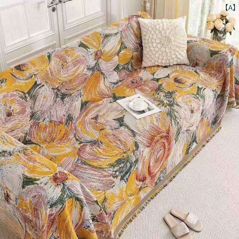 ソファカバー マルチカバー ソファパッド ソファタオル 北欧デザイン インスタ風 リビング 室内 キャンプ アウトドア ガーゼ素材 植物柄 花柄 オールシーズン 組み合わせソファ カウチソファ L字対応