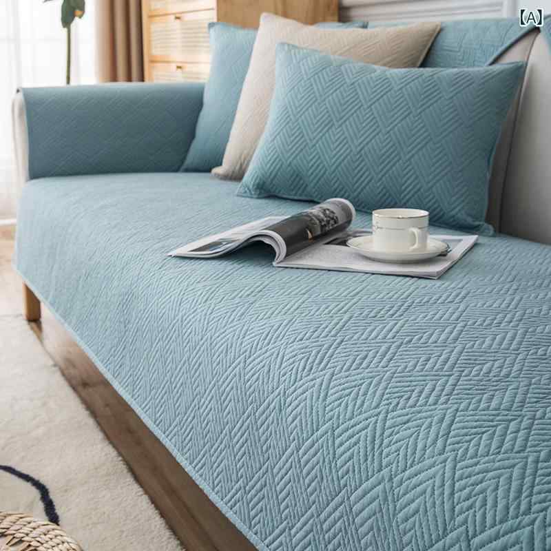 ソファカバー 滑り止め オールシーズン 北欧風 シンプル モダン 無地 綿 マルチカバー クッション 洗える 汚れ防止 リビング レザーソファー対応 模様替え 保護