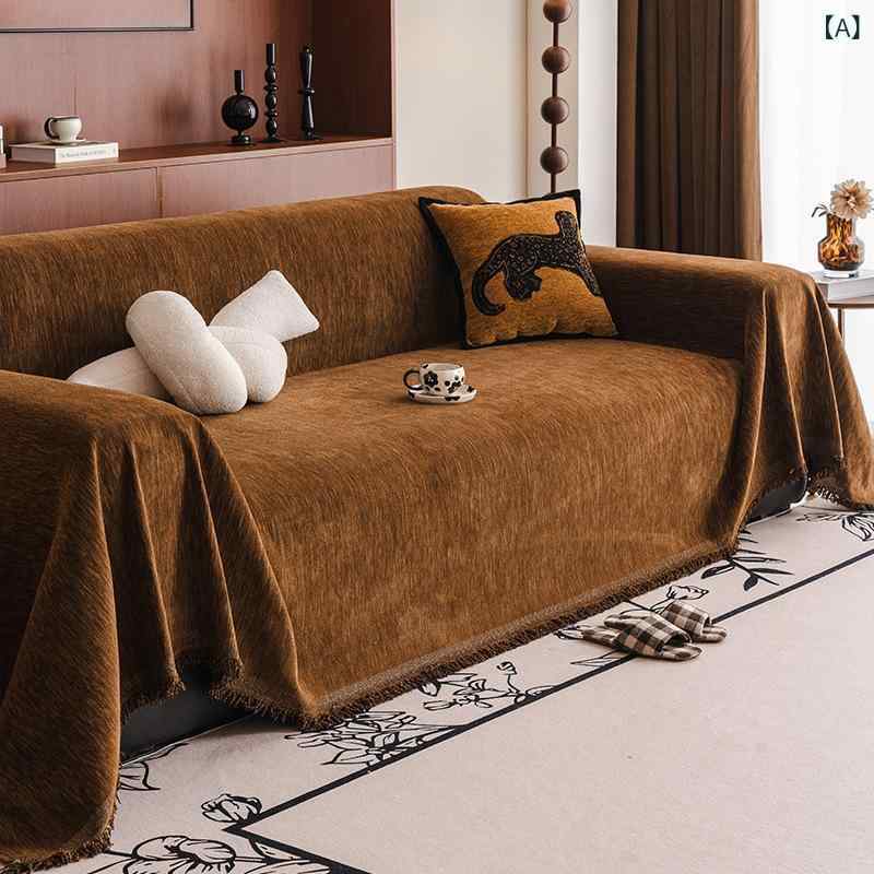 ソファカバー シェニール 無地 滑り止め 猫ひっかき防止 マルチカバー ソファーラグ 一枚布 全面カバー リビング インテリア モダン シンプル 北欧風 カウチソファー L字ソファー対応