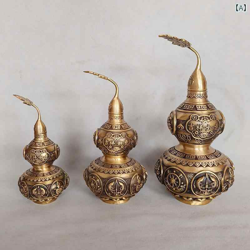置物 真鍮 八宝 ひょうたん 瓢箪 オフィス インテリア デスク 卓上 ブラス 工芸品 開運 縁起物 高級感 金色 飾り オブジェ