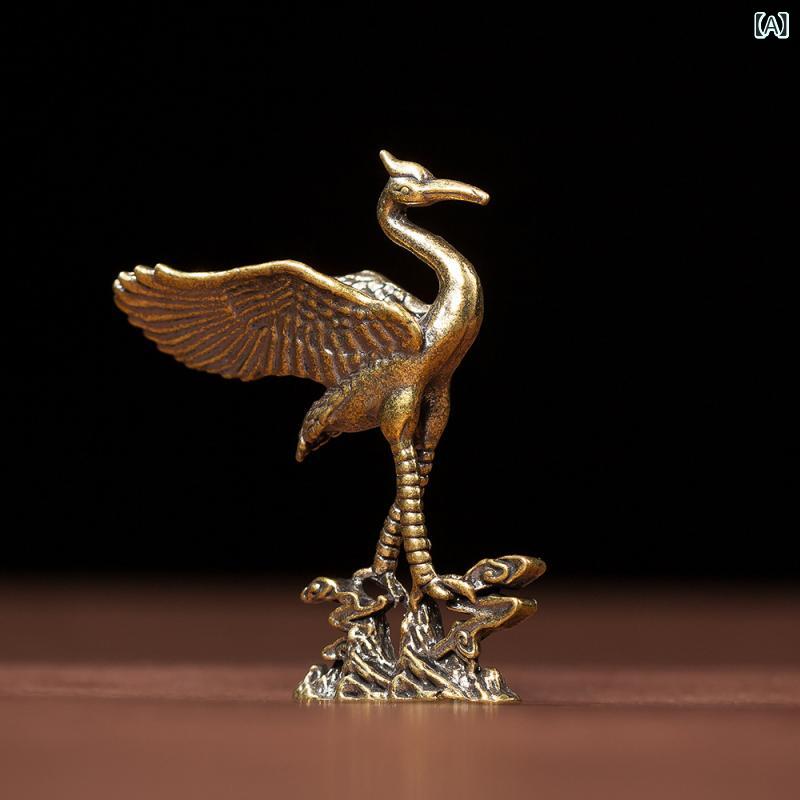 置物 真鍮 鶴 オブジェ デスクトップ 卓上 リビング 玄関 オフィス インテリア 飾り物 ゴールド ブラス..