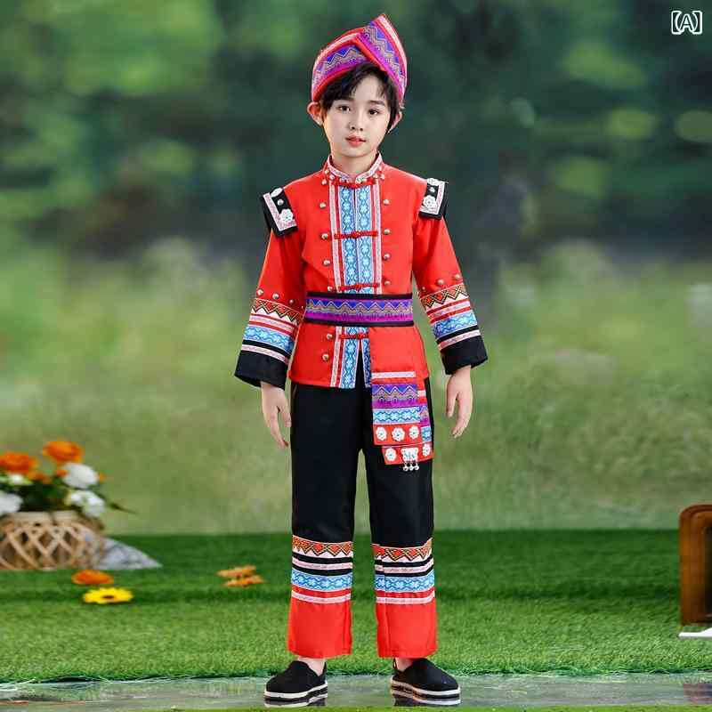キッズ 男の子 民族衣装 ダンス衣装 舞台衣装 発表会衣装 チワン族 ミャオ族 ヤオ族 トゥチャ族 コーラ..