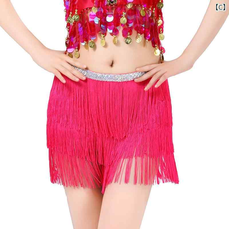 narukiのダンススカート レディース 女性用 ベリーダンス ラテンダンス ヒップスカーフ 腰巻き フリンジたっぷり タッセル 巻きスカート 腰飾り 練習着 レッスン 発表会 衣装｜アングル3