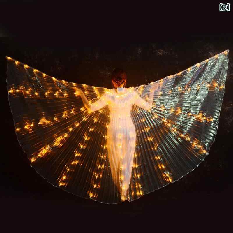 ベリーダンス 女性用 大人用 LED発光 360度回転 大きな羽 翼 ダンス 舞台 パフォーマンス 発表会 イベント ショー 衣装 コスチューム 小道具 多彩 2