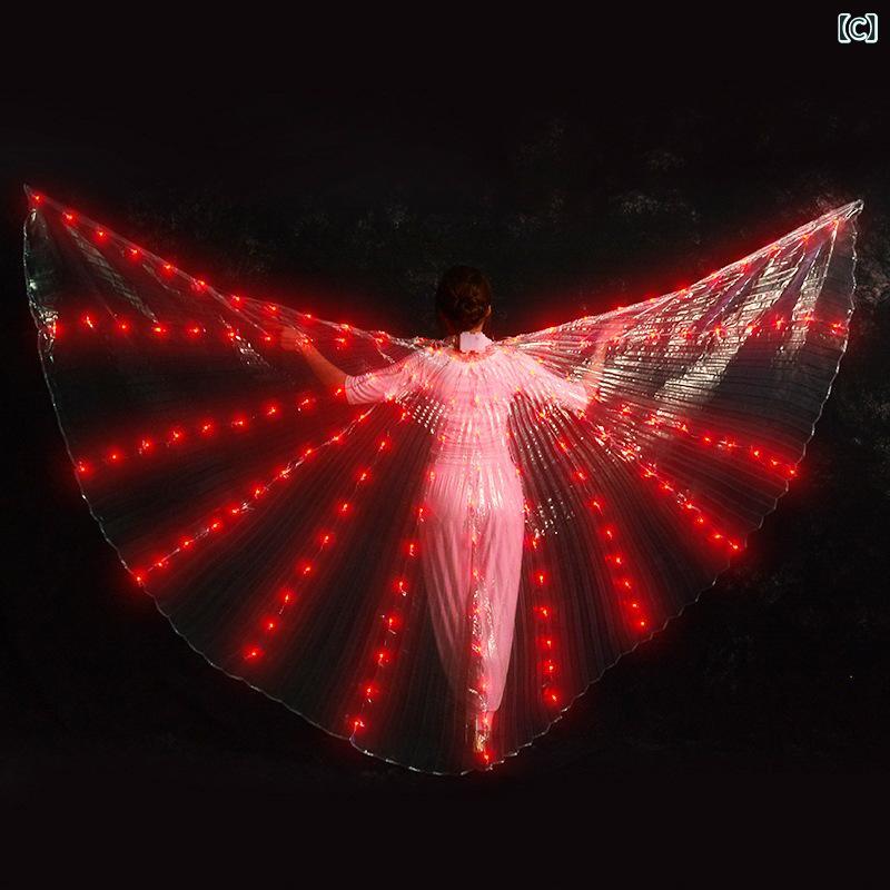 ベリーダンス 女性用 大人用 LED発光 360度回転 大きな羽 翼 ダンス 舞台 パフォーマンス 発表会 イベント ショー 衣装 コスチューム 小道具 多彩 3