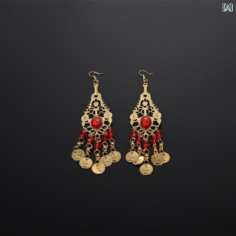 イヤリング レディース 女性用 ベリーダンス インド舞踊 ダンス衣装 ステージ 民族風 レトロ エキゾチ..