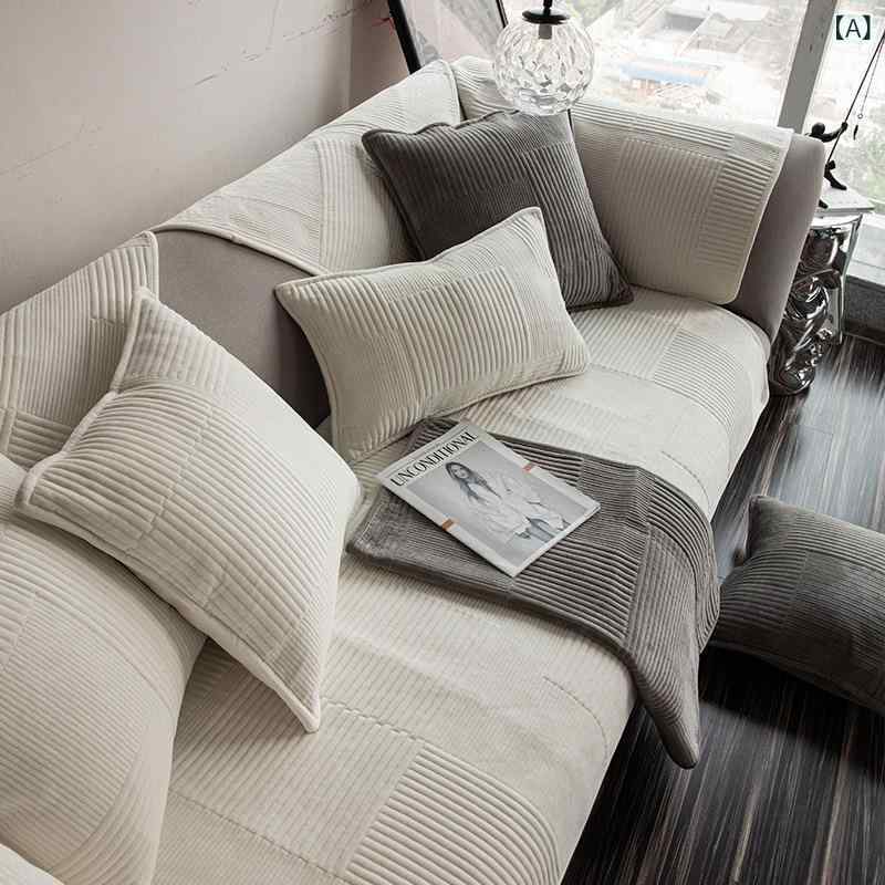 Sofa Covers - ソファパッド 北欧 おしゃれ モダン シンプル アイボリー 滑り止め オールシーズン L字型 ソファカバー マルチクロス 座面クッション ポリエステル製