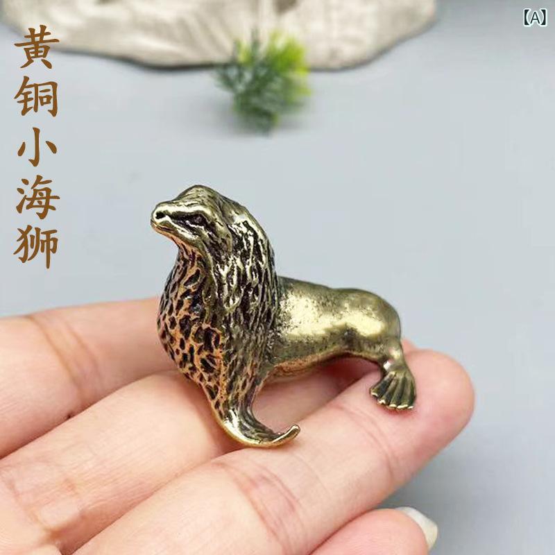 置物 真鍮製 アシカ 無垢 ユニーク 茶器飾り デスク オフィス 卓上 インテリア 玄関 リビング 部屋飾り..