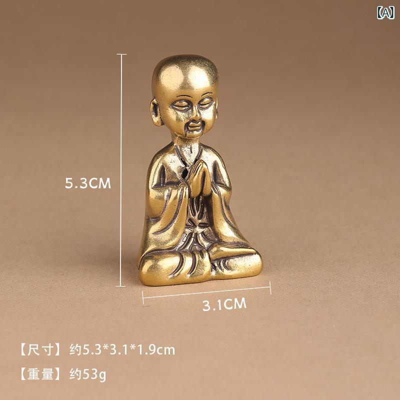 僧侶 置物 仏像 純真鍮製 瞑想 禅風 ミニチュア 卓上 インテリア オブジェ 精巧 クラシック デスク 書斎 リビング 飾り 癒し 和み 装飾品