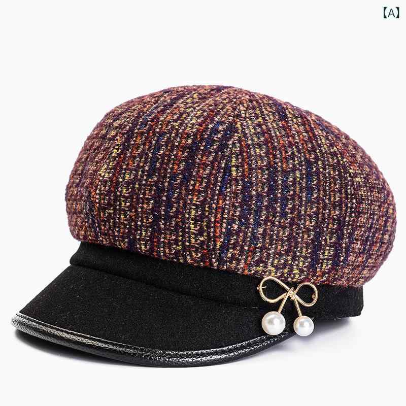 キャップ レディース 女性 ミセス シニア 婦人用 秋冬 ミンク調 厚手 暖かい 保温 防寒 防風 つば広 日よけ サイズ調節可能 お出かけ 普段使い カジュアル フェミニン(4.0)