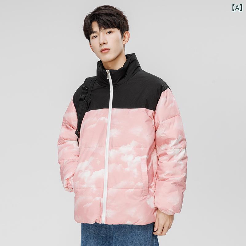 ダウンジャケット メンズ ショート丈 厚手 保温 防寒 ホワイトダックダウン 配色切り替え マウンテン アウトドア ダブルジップ スタンドカラー ポリエステル カジュアル ピンク ブルー グレー 冬