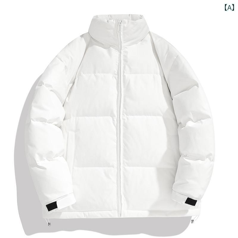 ダウンジャケット メンズ 男性用 ユニセックス ホワイトダックダウン スタンドカラー 厚手 防寒 保温性 冬物 アメリカンカジュアル アウター ゆったり ルーズフィット