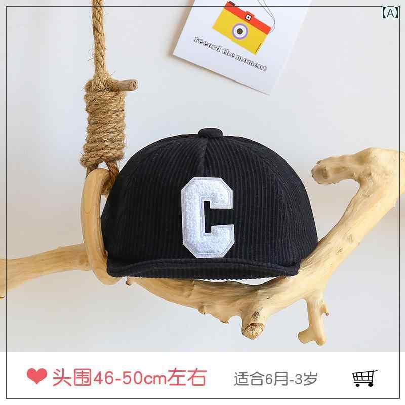 帽子 ベビー キッズ 男女兼用 秋冬 コーデュロイ キャップ Cロゴ 保温 防寒 つば広 野球帽 韓国ファッ..