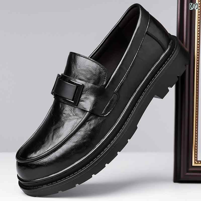 ローファー メンズ 男性用 ブリティッシュスタイル レトロ 厚底 ソフトソール 滑り止め ラウンドトゥ ステッチデザイン 人工皮革 ラバーソール PUインソール カジュアル ビジネス フォーマル 通勤 普段使い 秋 ブラック ブラウン