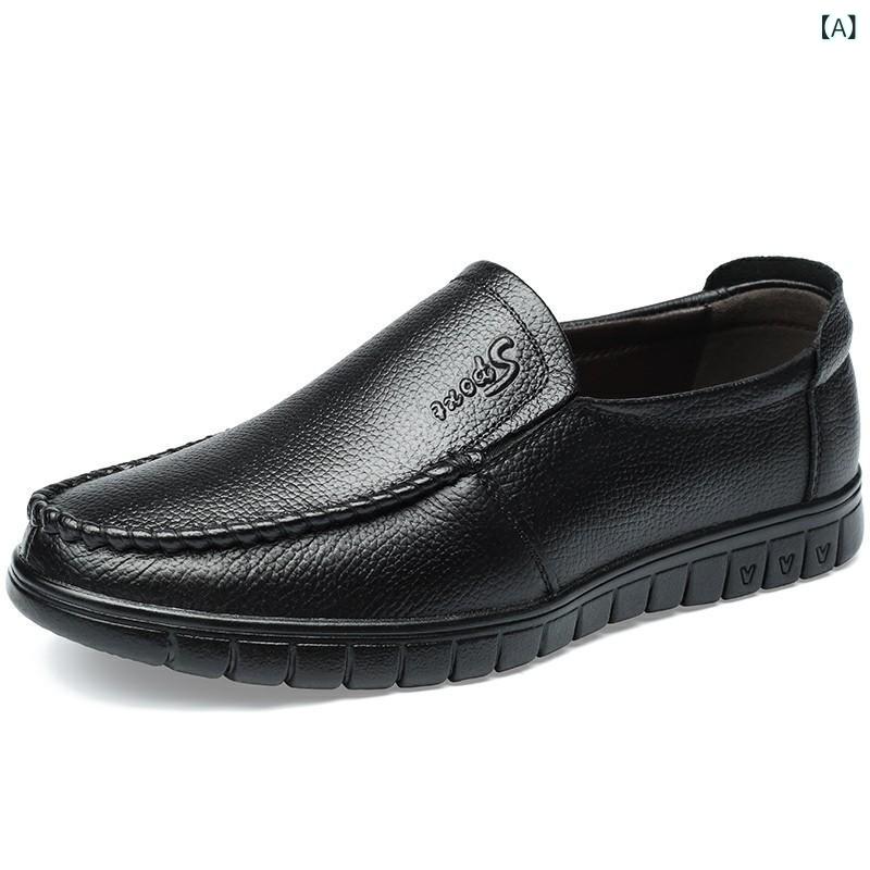 シューズ メンズ 男性用 本革 牛革 革靴 ビジネス カジュアル ローファー スリッポン 通気性 蒸れない 快適 楽ちん 普段使い 通勤 トレンド おしゃれ ブラック ブラウン