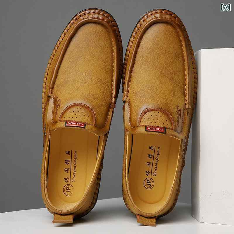 シューズ メンズ ドライビングシューズ モカシン ローファー スリッポン PUレザー 革靴 ソフトソール 柔らかい 通気性 防滑 カジュアル 万能 春夏 ラウンドトゥ フラットヒール