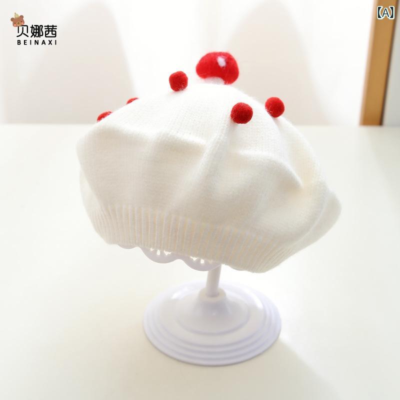 ニット帽 ベビー 女の子 赤ちゃん 幼児 子供 ベレー帽 秋冬 あったか 防寒 保温 厚手 かわいい お出か..