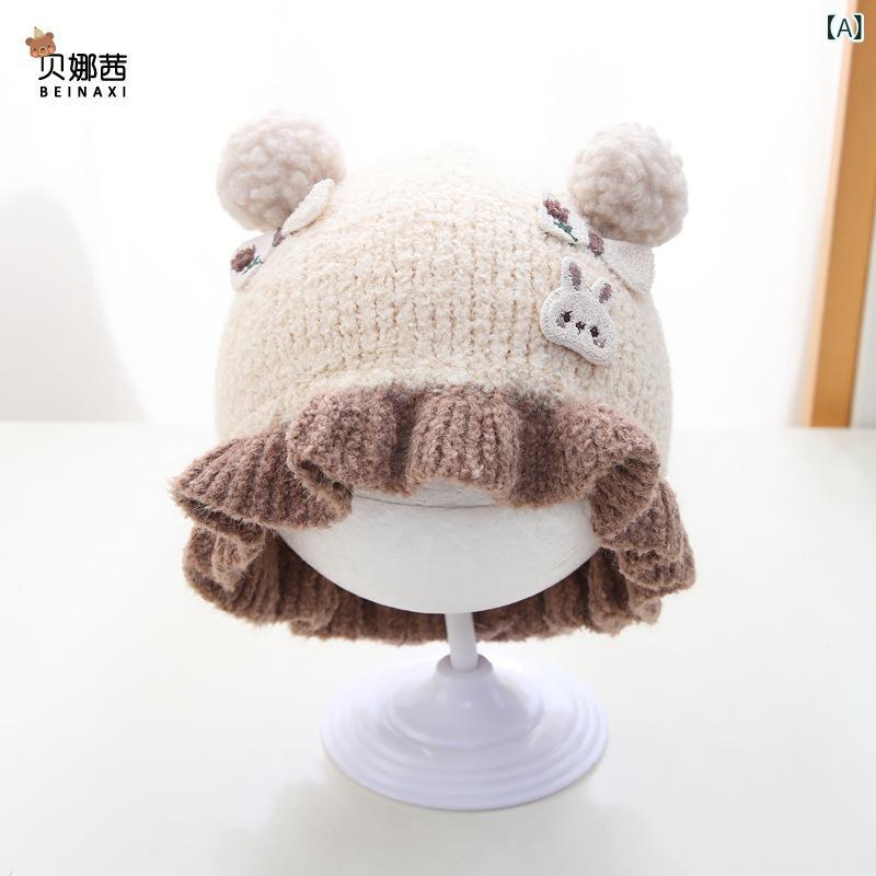 帽子 ベビー 赤ちゃん 新生児 0歳 低月齢向け 秋冬 ニットキャップ アクリル素材 かわいい プリンセス..