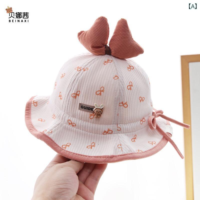 バケットハット ベビー 女の子 幼児 子供 通年 薄手 厚手 かわいい プリンセス風 お出かけ ポリエステル 保温 防風 日よけ 紫外線対策 ショートブリム リボン付き 丸型