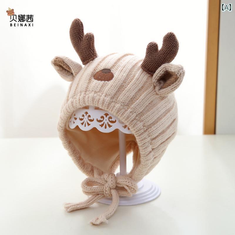 ニット帽 ベビー 男の子 女の子 乳幼児 低月齢 秋冬 厚手 防寒 暖かい 耳あて付き お出かけ アクリル ..