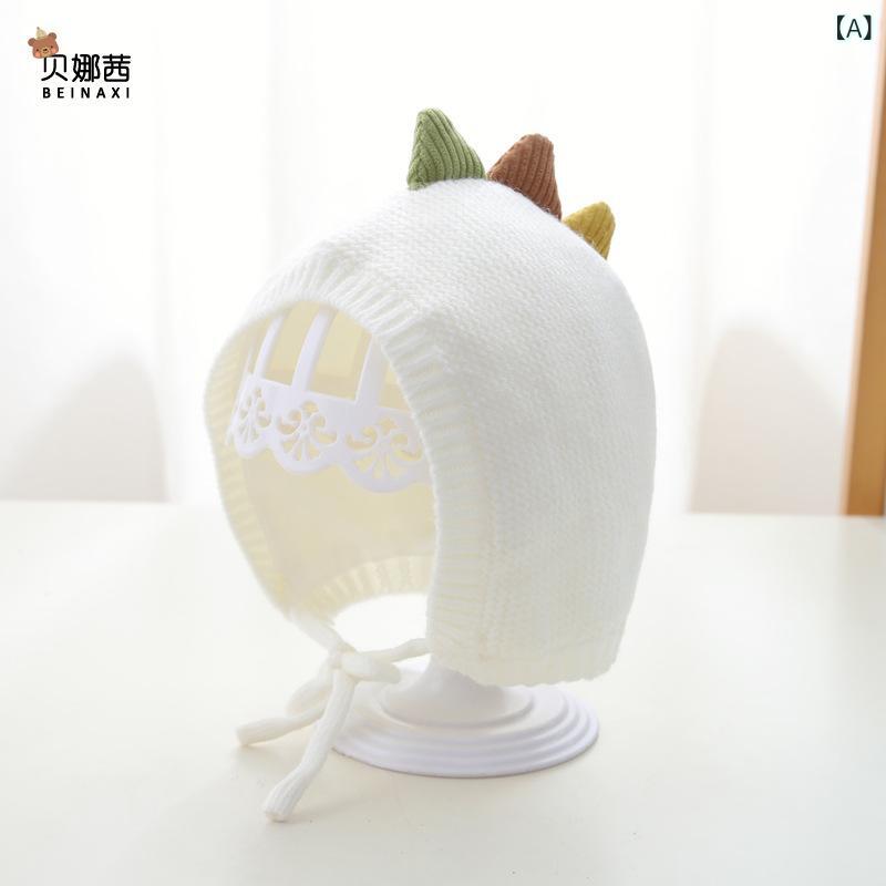 帽子 ベビー 赤ちゃん 乳幼児 秋冬 アクリル ニット帽 毛糸帽 恐竜デザイン かわいい 耳あて 防寒 防風..