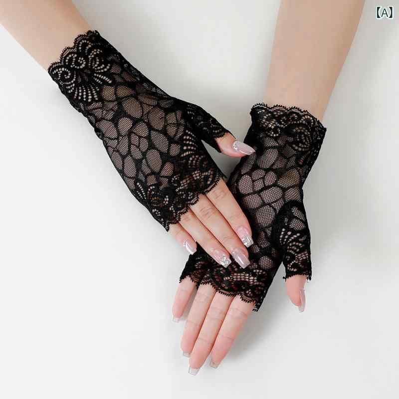 ・カテゴリ: ファッション手袋・機能: UVカット・スタイル: ハーフフィンガーグローブ・カラー展開: ブラック、ホワイト・テイスト: スウィート、韓国、フレッシュ・生地: レース・主な素材: ポリエステル 81〜95%・加工: ジャカード織り・要素: ボタニカル、花柄