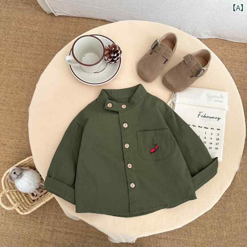 ・カテゴリ: キッズシャツ・性別: 男の子・対象年齢: 1〜3歳 (身長80〜100cm)・スタイル: 韓国・ネックライン: スタンドカラー・生地加工: 柔軟加工・袖丈: 長袖・柄: キャラクター・シーズン: 春秋・要素: セットアップ、キャラクター・主な素材: 綿・基準: ・カラー展開: グリーン、アプリコット・サイズ展開: 73cm、80cm、90cm、100cm、110cm