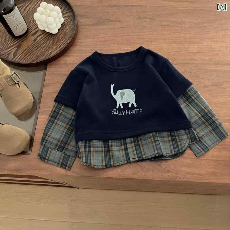 ・カテゴリ: キッズTシャツ・対象: 男児・スタイル: 韓国・袖丈: 長袖・対象年齢: 幼児(1〜3歳、80〜100cm)、新生児(0〜1歳、80cm以下)・シーズン: 春秋・生地加工: 柔軟加工・柄: 動物、キャラクター・要素: キャラクター、トレンド・主な素材: 綿80%・基準: ・ネックライン: クルーネック・機能: 保温・カラー展開: 紺、スモークグレー、ブラウン・サイズ展開: 73cm、80cm、90cm、100cm、110cm